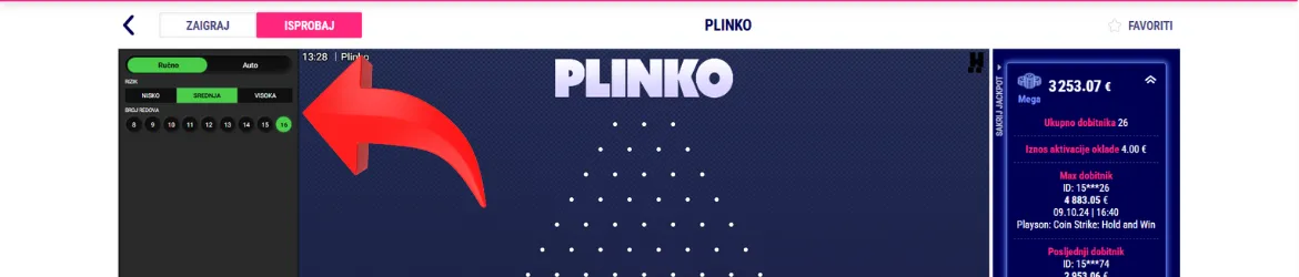 Odaberite iznos opklade i složenost